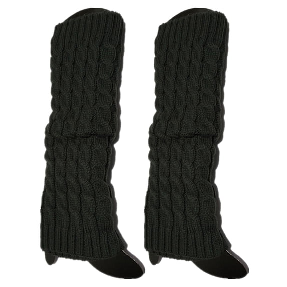 harmtty Women Cable Knit Leg Warmers Knitted Crochet Long Socks,Deep Gray