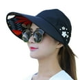 thumbnail image 1 of harmtty Women Cap Leaf Print Flower Decoration Sun Good looking Women Sun Hat for Running Black, 1 of 8