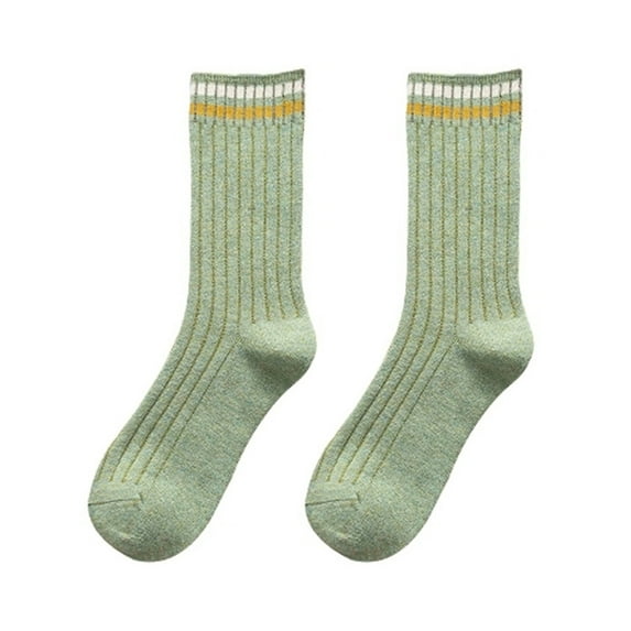 harmtty Women Colorful Striped Socks Soft Breathable Women Socks 1 Pair Women Fall Winter Socks Solid Color Mid-tube Thick Warm No Odor Elastic Anti-slip Army Green