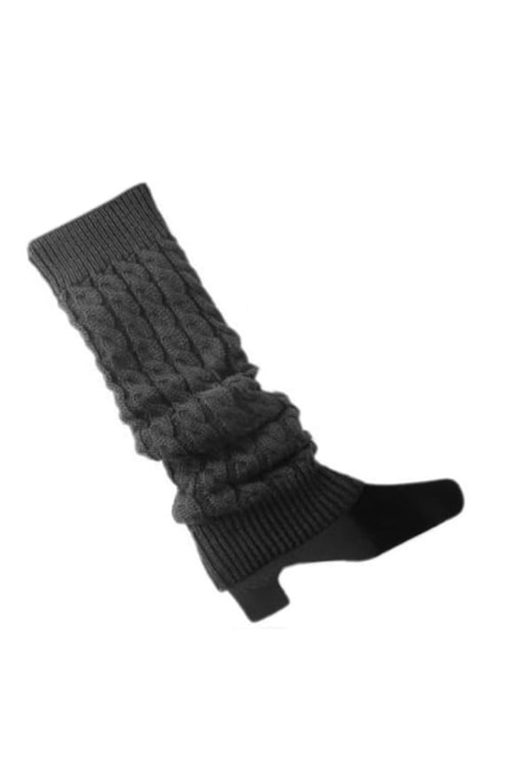 Women Crochet Cable Knit Braided Winter Leg Warmers Boot Cuffs Toppers Socks,Dark Grey