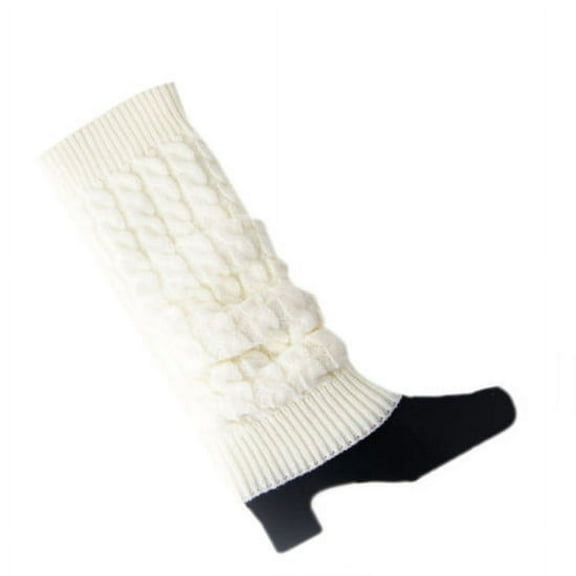 harmtty Women Crochet Cable Knit Braided Winter Leg Warmers Boot Cuffs Toppers Socks,White