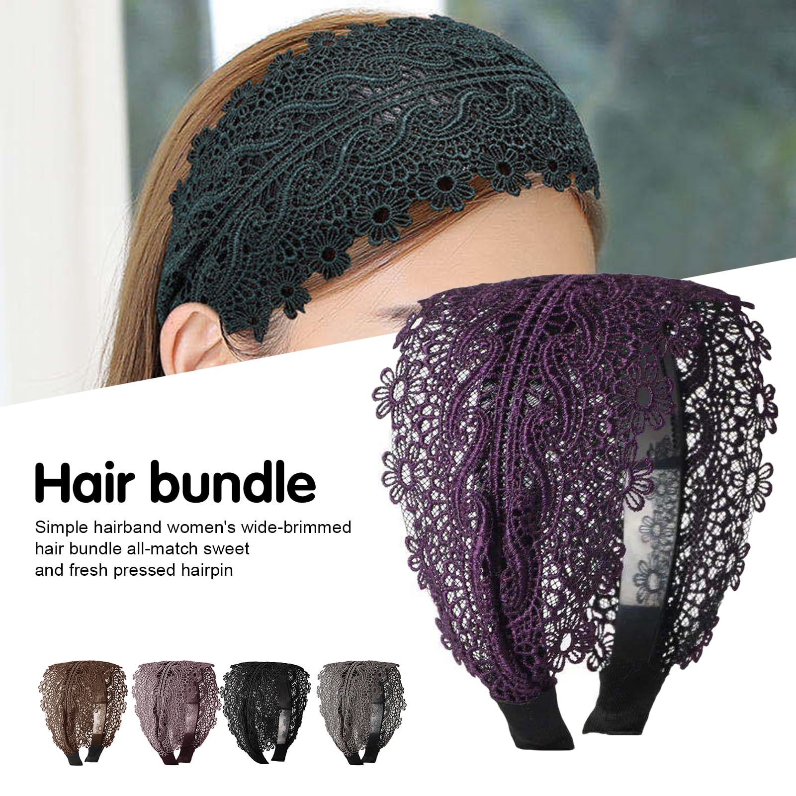 harmtty Women Hairband Wide Retro Style Sweet with Teeth  display picture 2