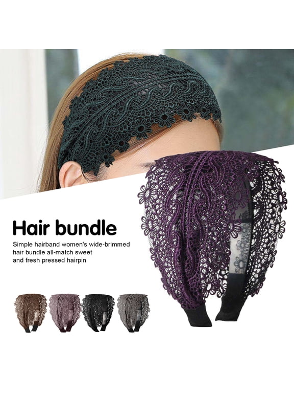 Women Hairband Wide Retro Style Sweet with Teeth Elegant Hair Accessories Anti-slip Lace Embroidered Hair Hoop for Daily Life,Green
