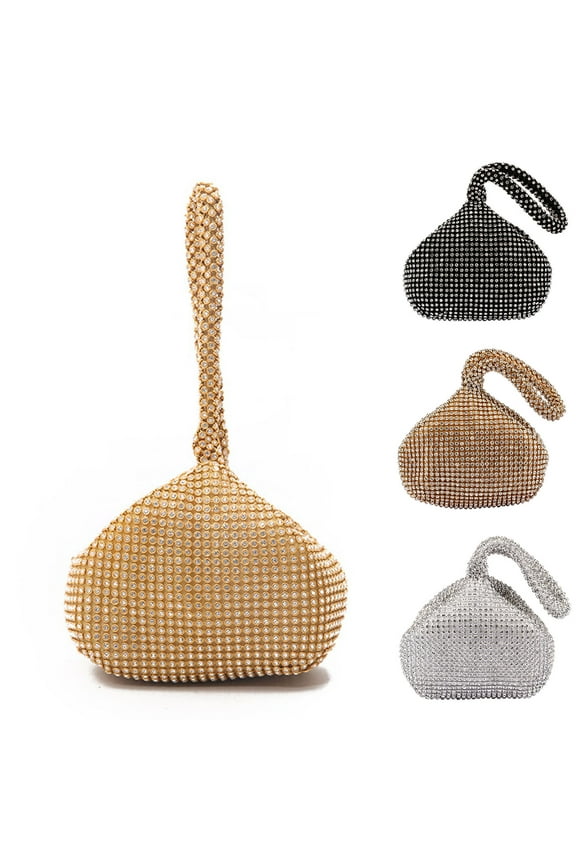 Women Handbag Rhinestones Heart Shape Shiny Handmade Small Evening Bag Money Purse for Party Gathering Wedding Banquet,Black