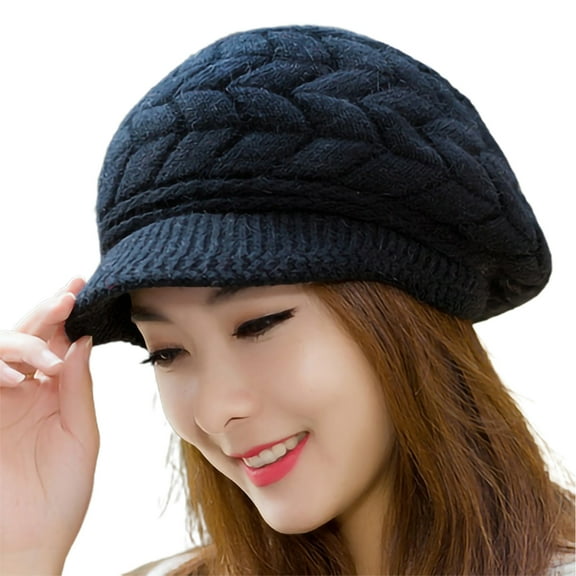 harmtty Women Hat Solid Color Arrow Pattern Autumn Winter Short Brim Dome Hat for Outdoor,Black