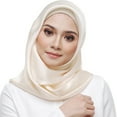thumbnail image 1 of harmtty Women Headscarf Square Soft Imitation Silk Solid Color Scarf Head Wrap Shawl for Daily Life,Cream-colored, 1 of 8