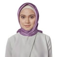thumbnail image 1 of harmtty Women Headscarf Square Soft Imitation Silk Solid Color Scarf Head Wrap Shawl for Daily Life,Light Purple, 1 of 8