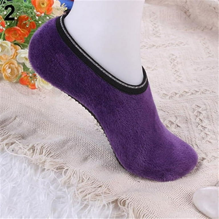 harmtty Women Pure Color Breathable Non-Slip Soft Gripper Slippers Floor  Socks,Purple