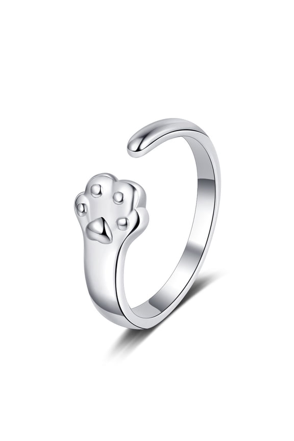 Women Ring Adjustable Opening Design Electroplating Smooth Surface All-match Decoration Gift Ladies Cute Cat Paw Finger Ring Party Jewelry for Dating