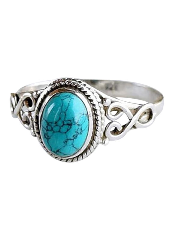 Women Ring Exquisite Faux Turquoise Colorfast Vintage Style Women Circlet Finger Decoration