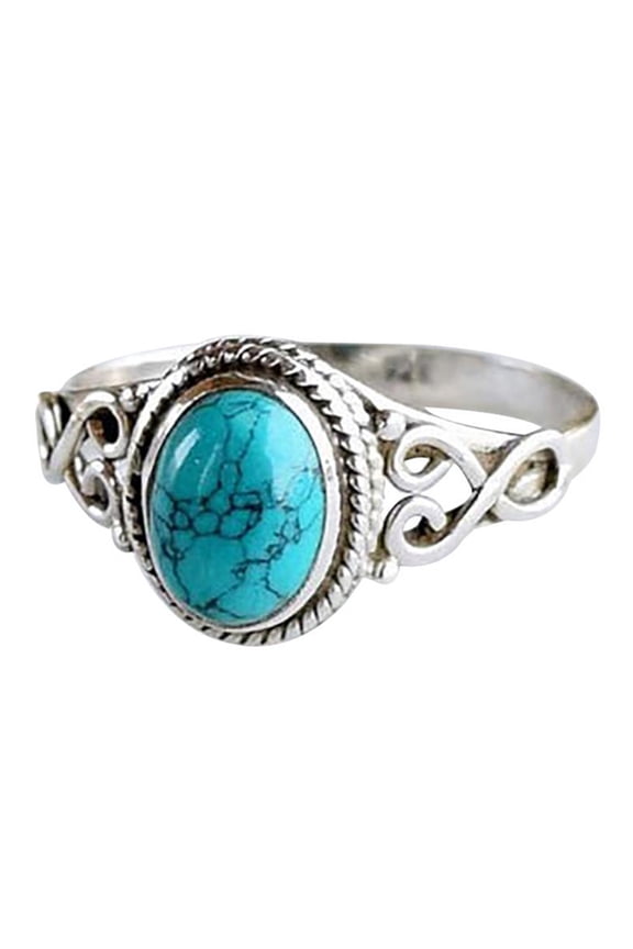 Women Ring Exquisite Faux Turquoise Colorfast Vintage Style Women Circlet Finger Decoration