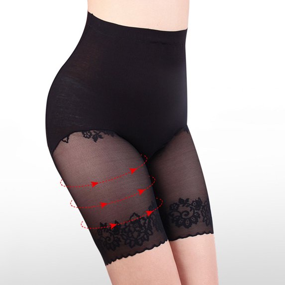 harmtty Women Safety Shorts See-through Patchwork Anti-curling Solid Color Plus Size Safety Pants Intimacy Clothes ,Black,XL