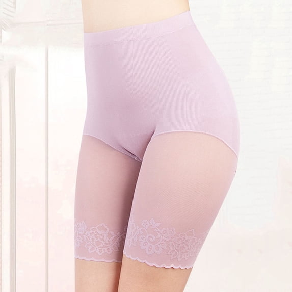 harmtty Women Safety Shorts See-through Patchwork Anti-curling Solid Color Plus Size Safety Pants Intimacy Clothes ,Purple,XL