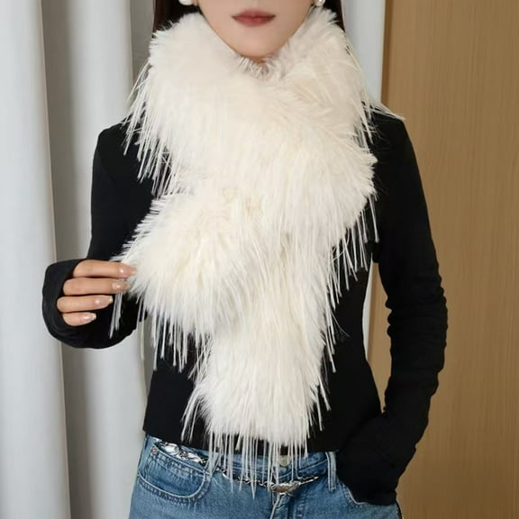 harmtty Women Scarf Solid Color Imitation Turkey Feathers Long Scarf Autumn Winter Warm Scarf Daily Party Street Wear