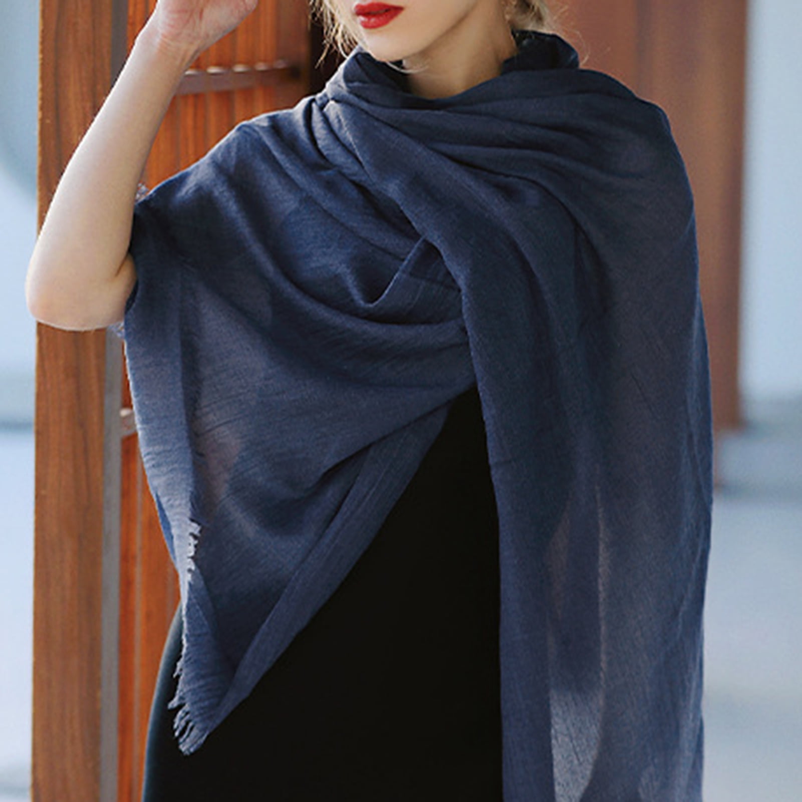 Sapphire Blue Pashmina Scarf Dark Blue Shawl Navy Blue Wrap 