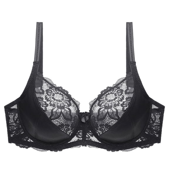 harmtty Women See-through Breathable Lace Flower Push Up Bra Underwear,Black 44C