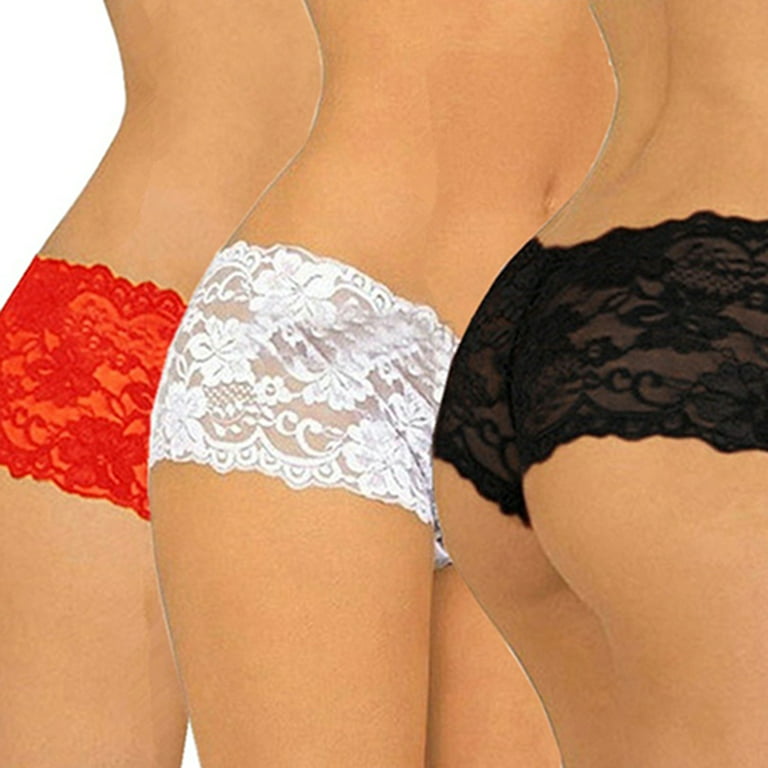 Three Pack White Floral Lace Boxer Shorts