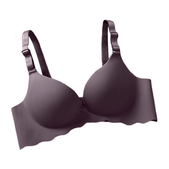 harmtty Women Sexy Solid Color Seamless Wavy Breathable Push Up Bra Underwear Bralette,Grey,38A
