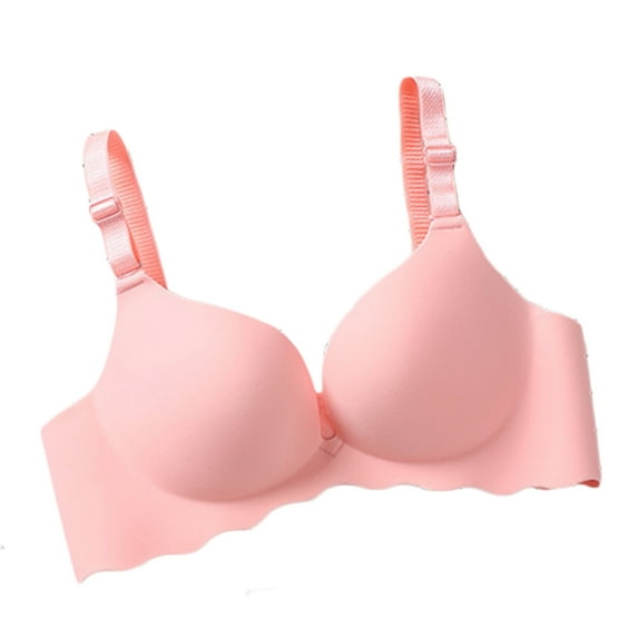 harmtty Women Sexy Solid Color Seamless Wavy Breathable Push Up Bra Underwear Bralette,Pink,38B