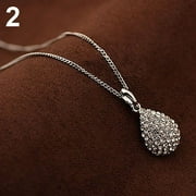 harmtty Women Shiny Rhinestone Waterdrop Pendant Long Chain Sweater Necklace,Silver