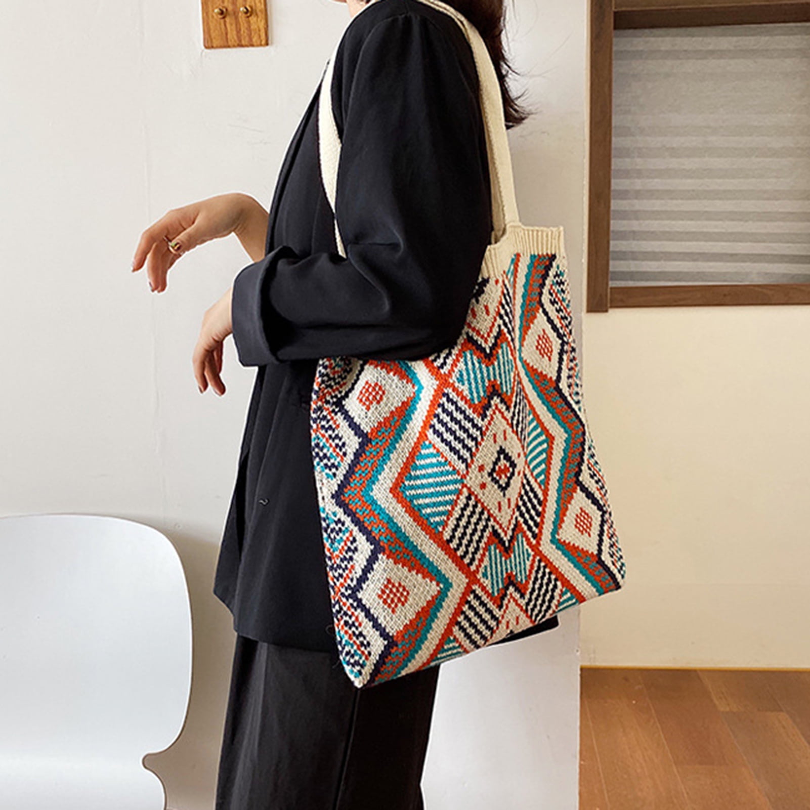 Trendy Geometric Pattern Tote Bag Set, Large Capacity Shoulder Bag & Coin  Purse, Perfect Underarm Bag For Daily Commuting - Temu Austria