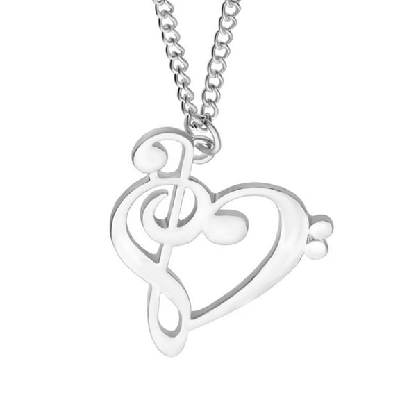 harmtty Women Simple Hollow Musical Note Heart Pendant Chain Necklace Gift,Silver