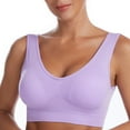 thumbnail image 1 of harmtty Women Sports Bra Vest Shockproof Solid Color Breathable Comfortable Detachable Pad Push Up Full Coverage Plus Size Wide Shoulder Strap Lady Bras Vest for Daily Wear,Light Purple, 1 of 8