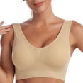 thumbnail image 1 of harmtty Women Sports Bra Vest Shockproof Solid Color Breathable Comfortable Detachable Pad Push Up Full Coverage Plus Size Wide Shoulder Strap Lady Bras Vest for Daily Wear,Skin Color, 1 of 8