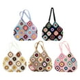 thumbnail image 1 of harmtty Women Tote Bag Floral Crochet Large Capacity Handmade Vintage Multicolor Hollow Out Handbag for Travel,Khaki, 1 of 2