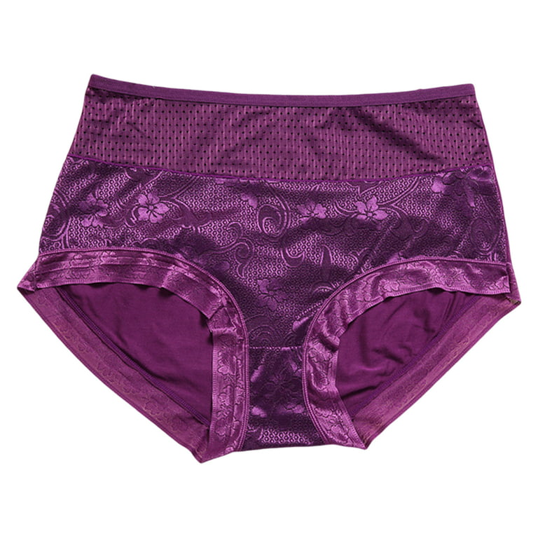 harmtty Women Underpants Anti-septic High Elasticity Intimate Slim Fit No  Constraint Soft Elastic Plus Size Lady Panties for Daily Wear,Dark Purple 