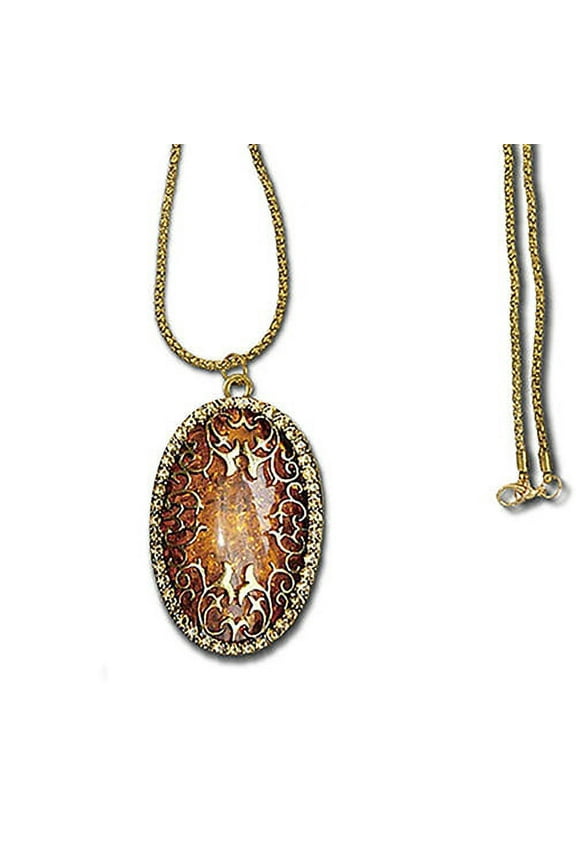 Women Vintage Amber Hollow Pendant Necklace Sweater Long Chain Jewelry Gift