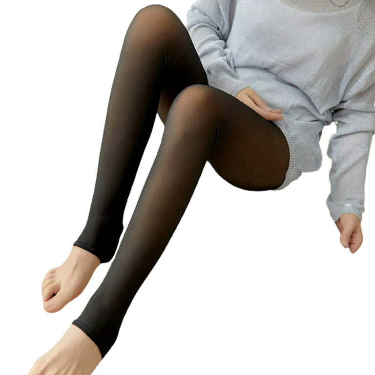harmtty Women Warm Leggings Double Layers Fake See Through High