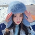 thumbnail image 1 of harmtty Women Winter Imitation Mink Lei Feng Hat Solid Color Plush Hat Thickened Warm Ski Coldproof Earflap Hat Pink, 1 of 8