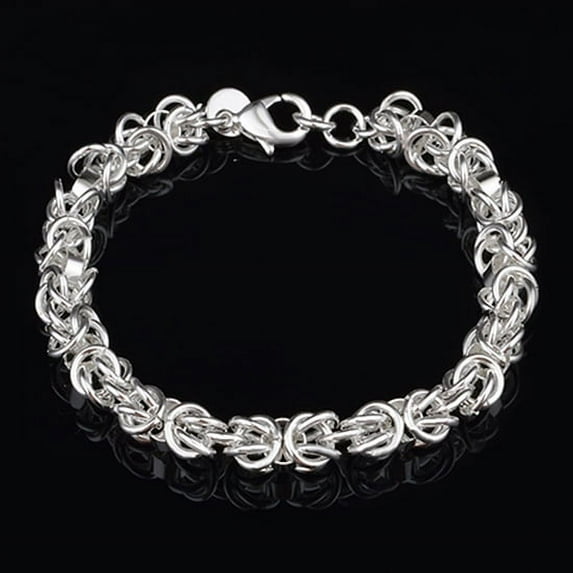 harmtty Women's Fashion 925 Sterling Silver Bracelet Bangle Chain Banquet Jewelry Gift A