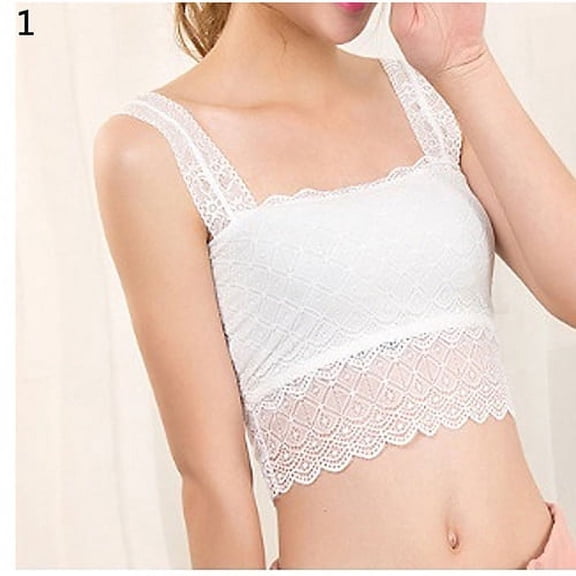 harmtty Women's Sexy Stretchy Strap Lace Top Bandeau Bra Crop Summer Bustier Camisole,White,