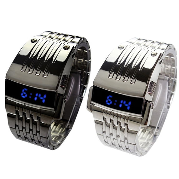 harmtty Wrist Watch LED Automatic Energy Saving Mode Stainless Steel Digital Calendar Sport Watch for Officer,Silver