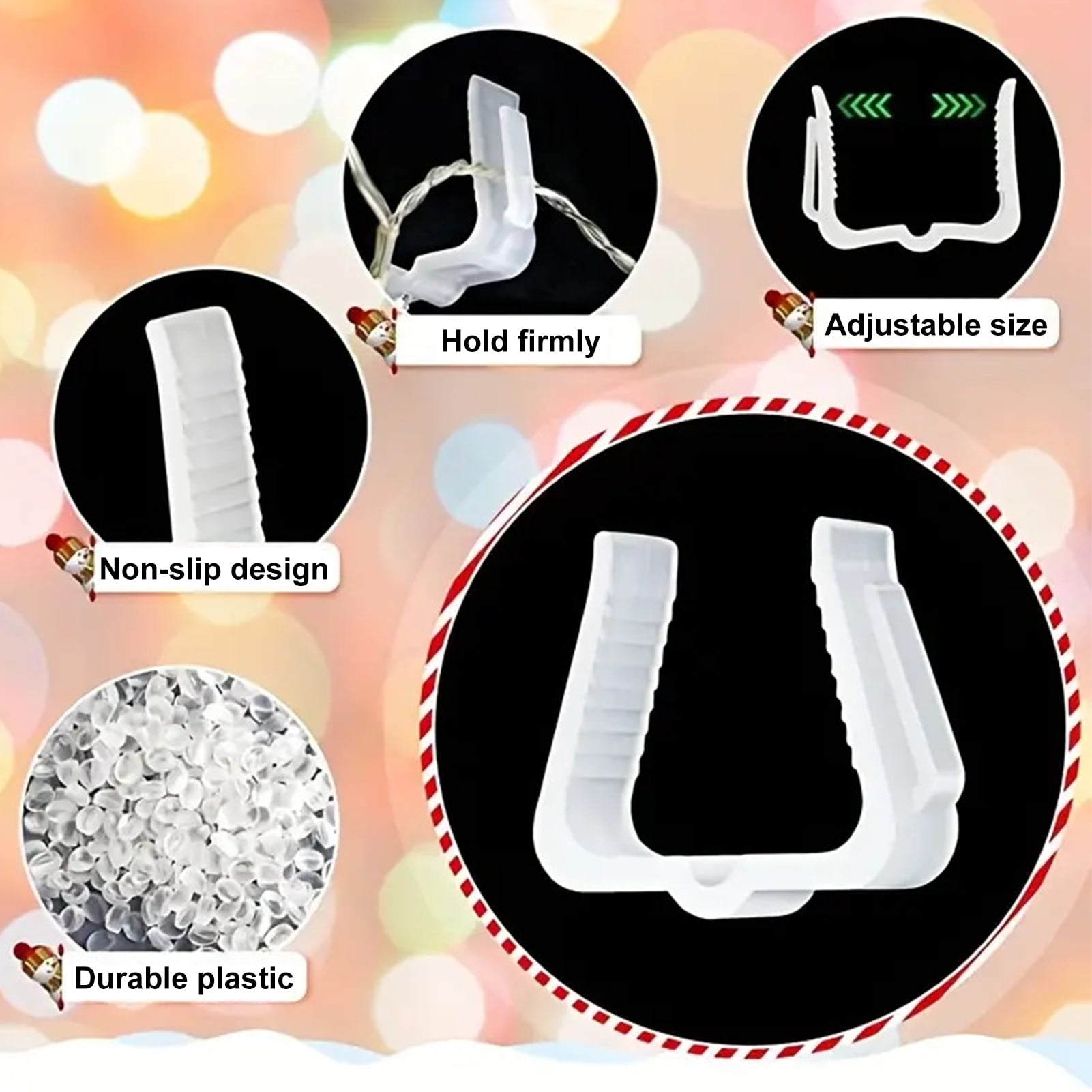 harmtty Xmax 50Pcs Christmas Light Hanger Hooks Easy to Install Outdoor