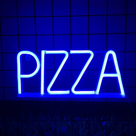 harmtty Xmax Pizza Letter Neon Sign LED Light Creative Shape Energy-saving Flicker Free Wall Art Background Neon Lamp Decor Blue