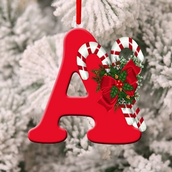 harmtty Xmax Red Color 26-Letter Hanging Ornaments with Lanyard & Christmas Flower Charms Christmas Tree Drop Decoration Holiday Party New Year Christmas Home Decoration T