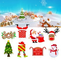 harmtty Yard Sign Christmas Themes Easy to Install Plastic Decorating Lawn Stake for Garden