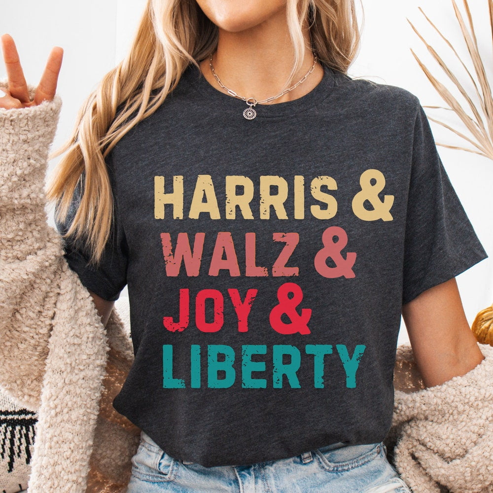 harris walz shirt Retro Harris Walz Liberty Joy 2024 Shirt harris walz