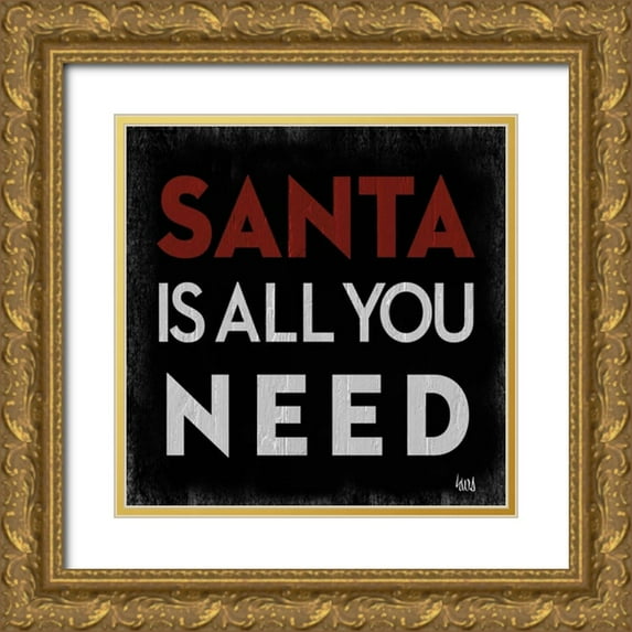 hartworks 20x20 Gold Ornate Wood Framed with Double Matting Museum Art Print Titled - Santa Cheer I
