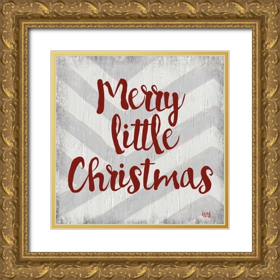 hartworks 26x26 Gold Ornate Wood Framed with Double Matting Museum Art Print Titled - Chevron Christmas I