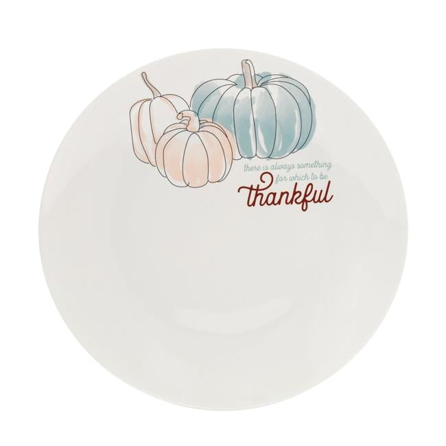 White and Multicolor Porcelain Round Fall Serving Platter