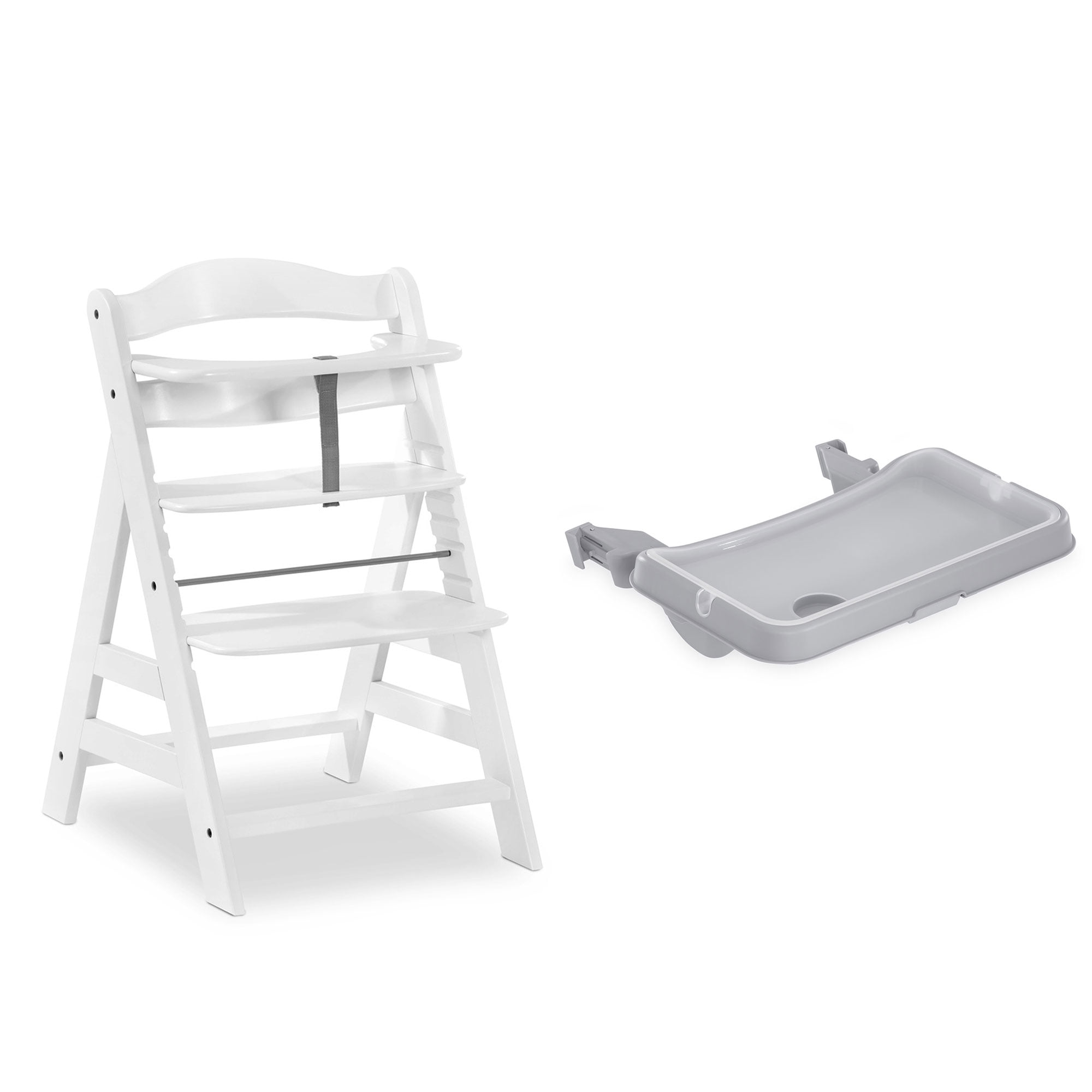 hauck Alpha+ Adjustable Booster High Chair and High Chair Tray Table, Grey