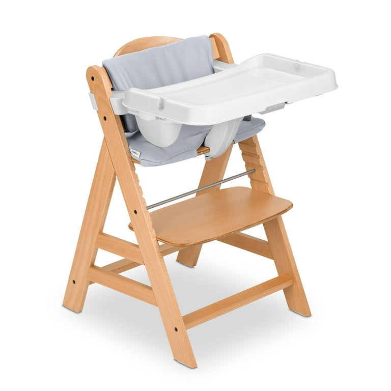 hauck AlphaPlus Grow Along Wooden High Chair w/White Tray & Grey Cushion
