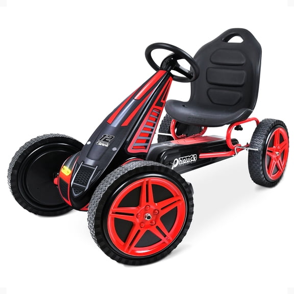 hauck Hurricane Racing Go Kart w/Low Profile Rubber Tires & Handbrake, Red