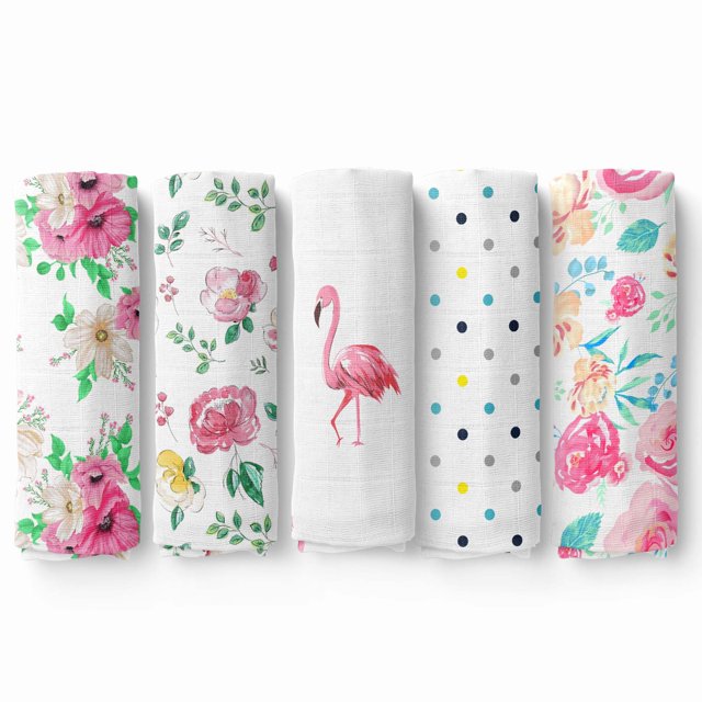 haus & kinder Muslin Swaddle Blanket for Newborns, Pack of 5 Super Soft