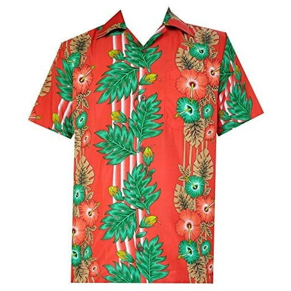 hawaiian shirt 45 mens panel floral beach aloha party camp holiday red 3xl