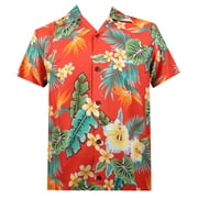 ALVISH hawaiian shirt 46 mens flower leaf beach aloha party camp holiday blue xl